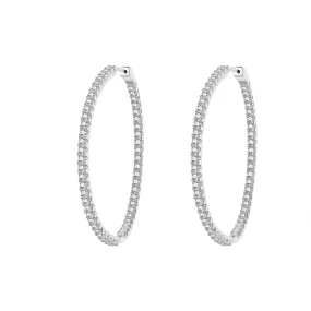 Hoop Inside Out Moissanite Earrings Sterling Silver