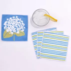 Hydrangea blu Kitchen Reusable Cocktail Napkins (Set of 8)