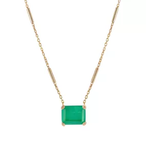 “Ivy” silver gold plated rectangular emerald necklace