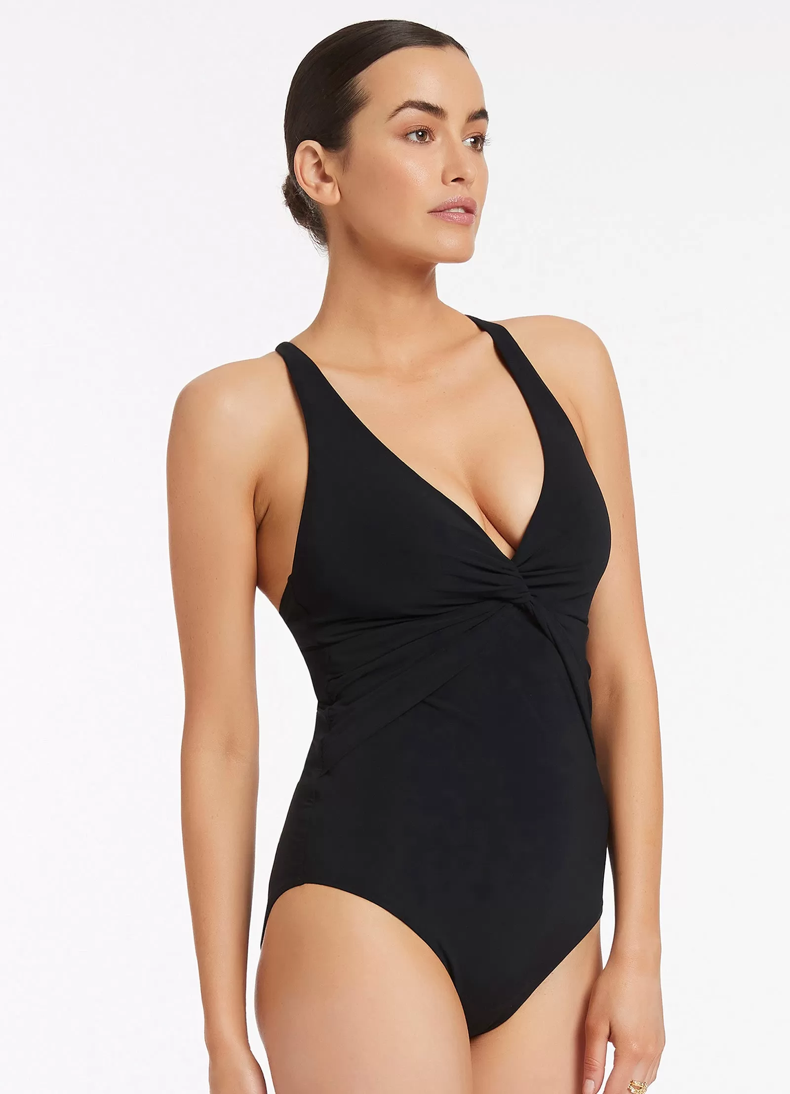 Jetset Twist Front Backcross One Piece - Black