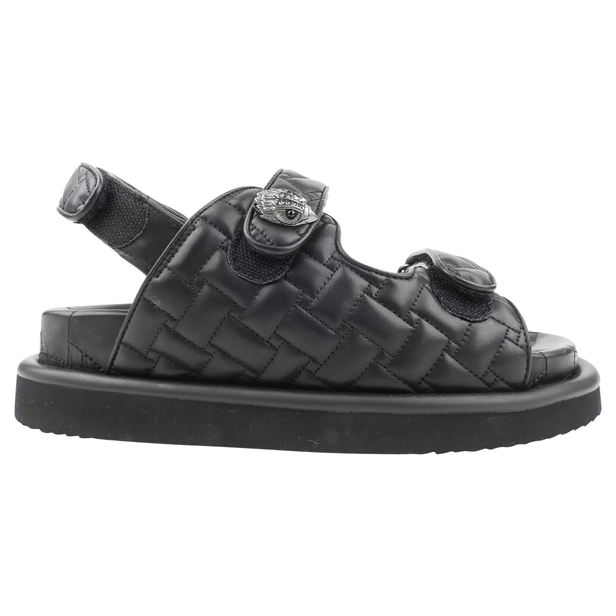 Kurt Geiger London Black Vegan Leather Quilted Orson Platform Sandals - 40