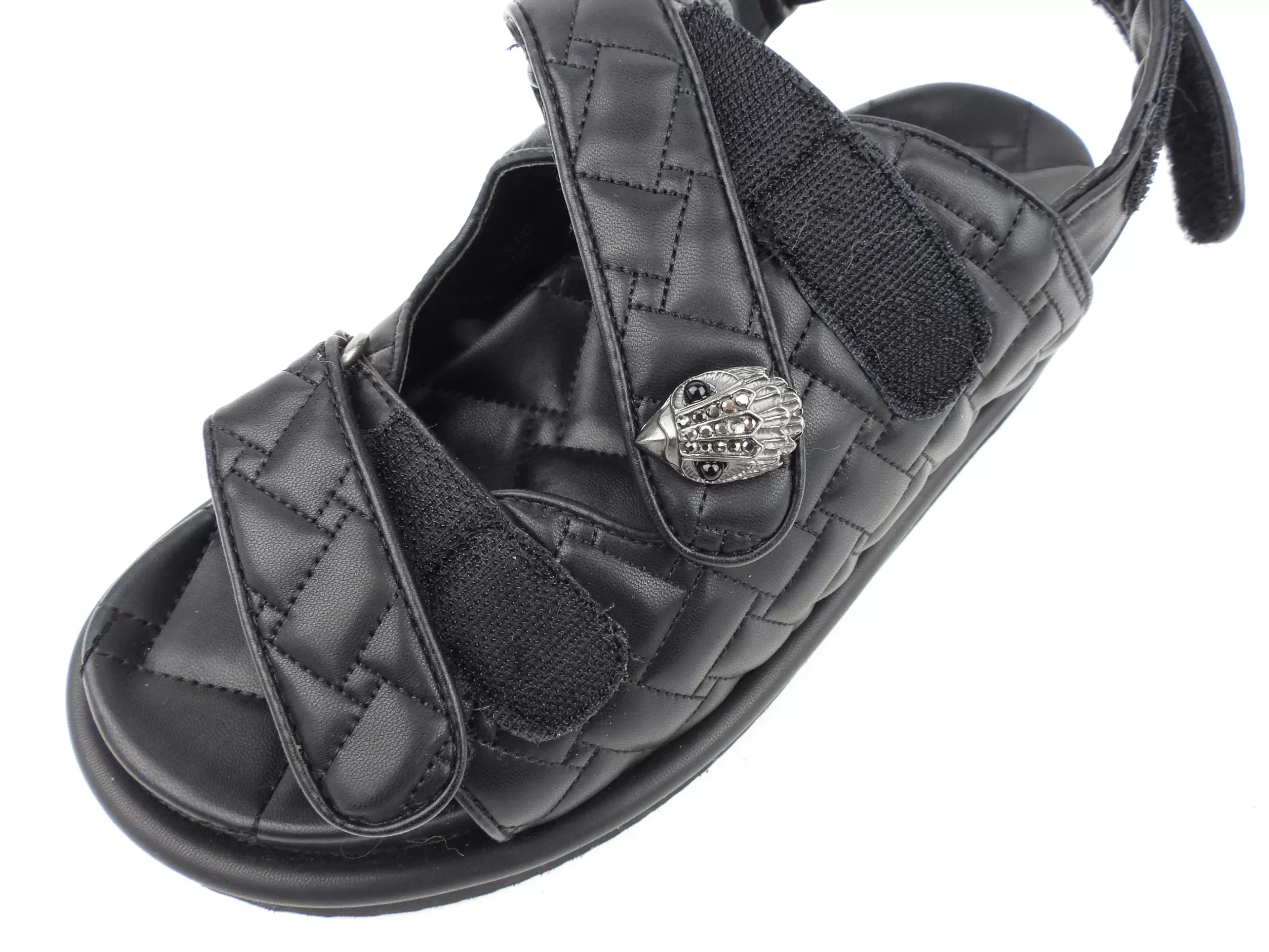 Kurt Geiger London Black Vegan Leather Quilted Orson Platform Sandals - 40