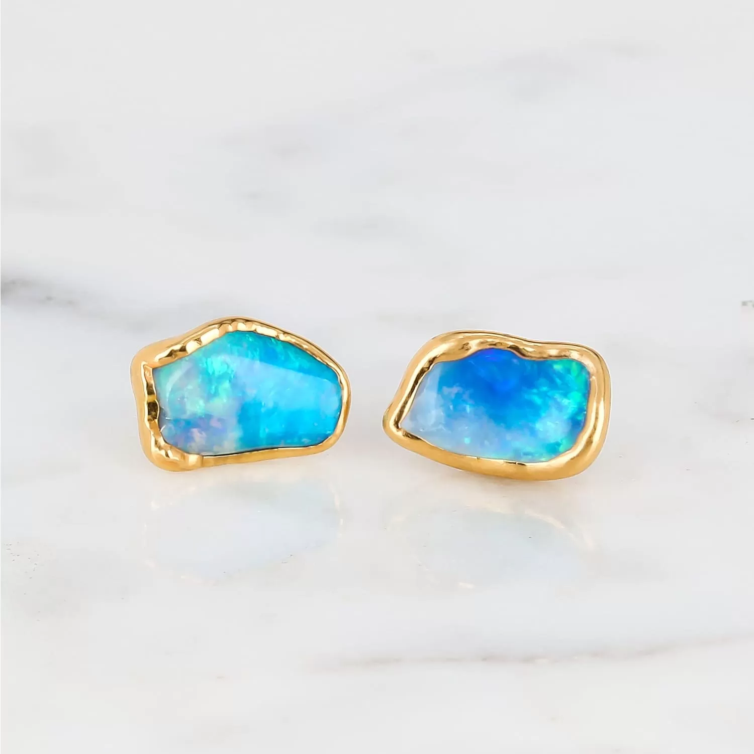 Large Raw Australian Opal Stud Earrings