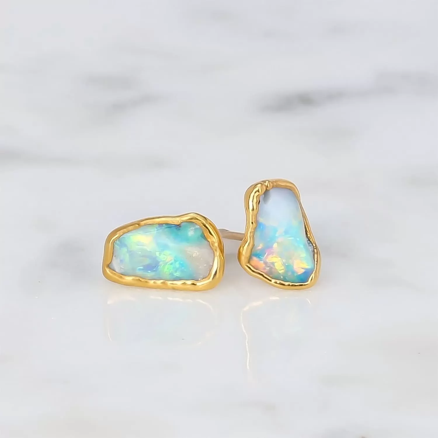 Large Raw Australian Opal Stud Earrings