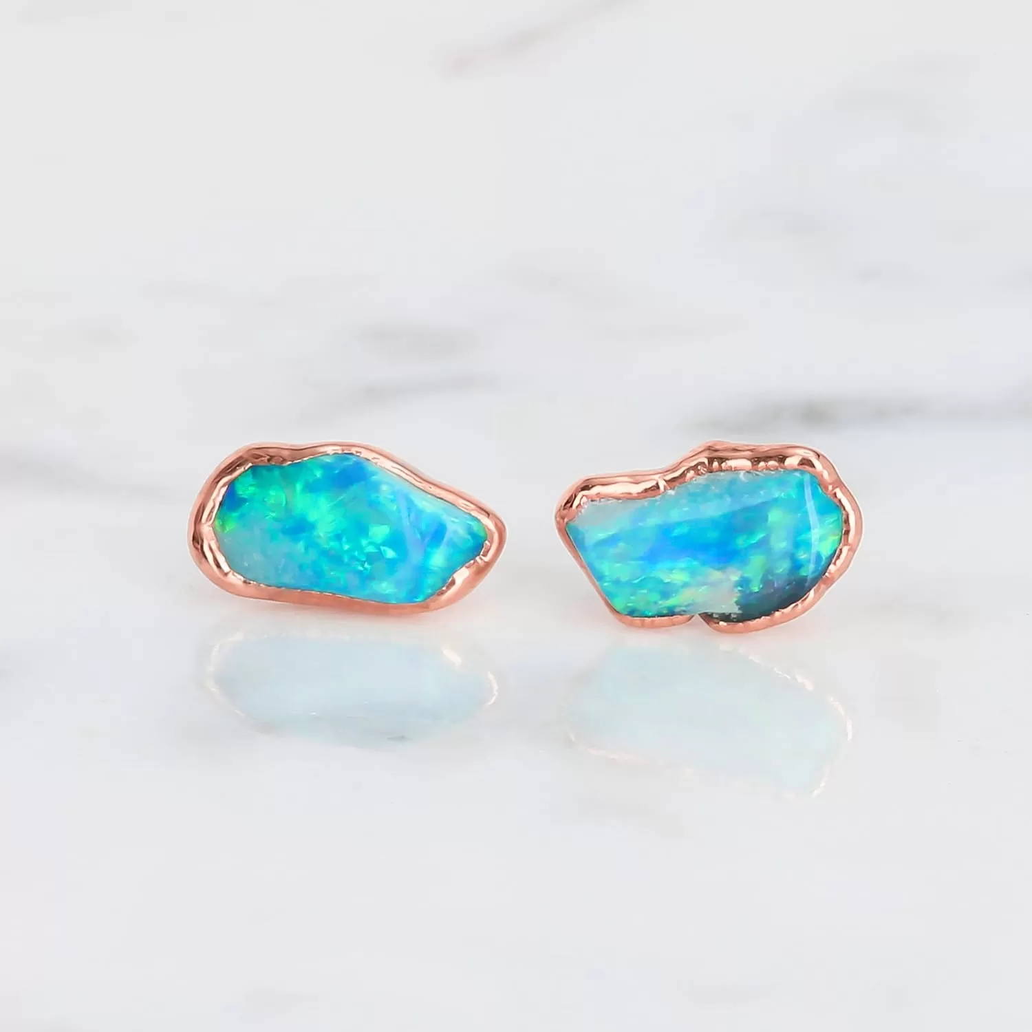 Large Raw Australian Opal Stud Earrings