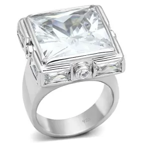 LOAS862 Rhodium 925 Sterling Silver Ring with AAA Grade CZ in Clear