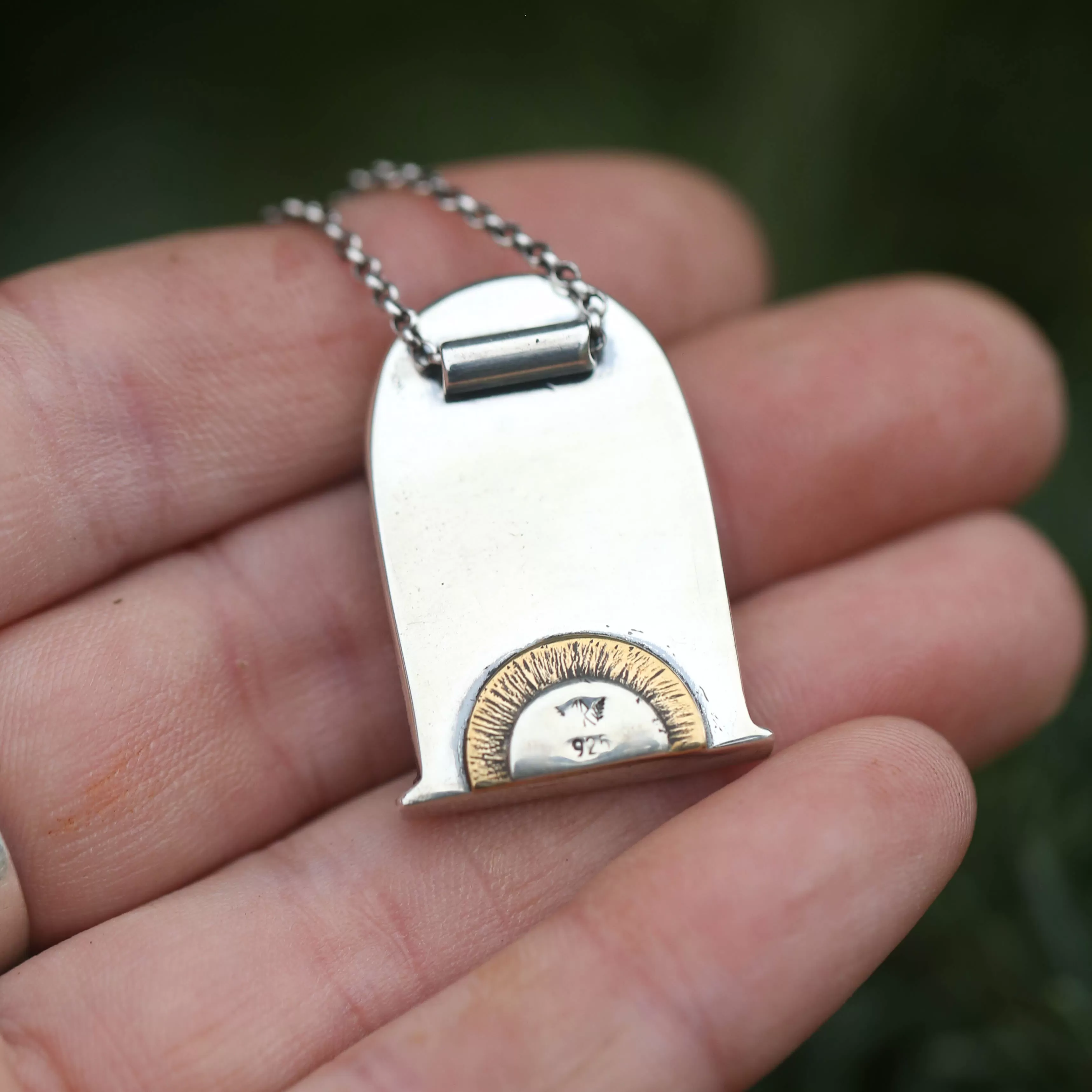 Lone Pine Sterling Silver, 24k Gold and Brass Shrine Pendant