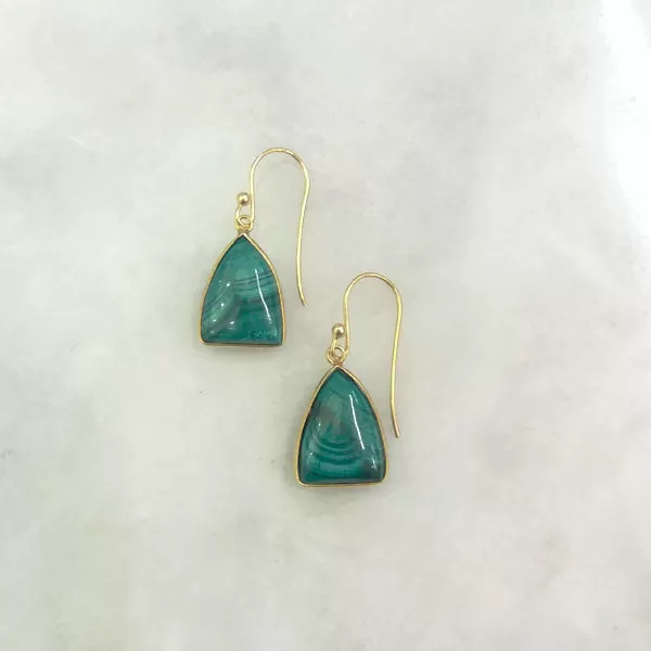 Malachite Single Drop Hook Earrings