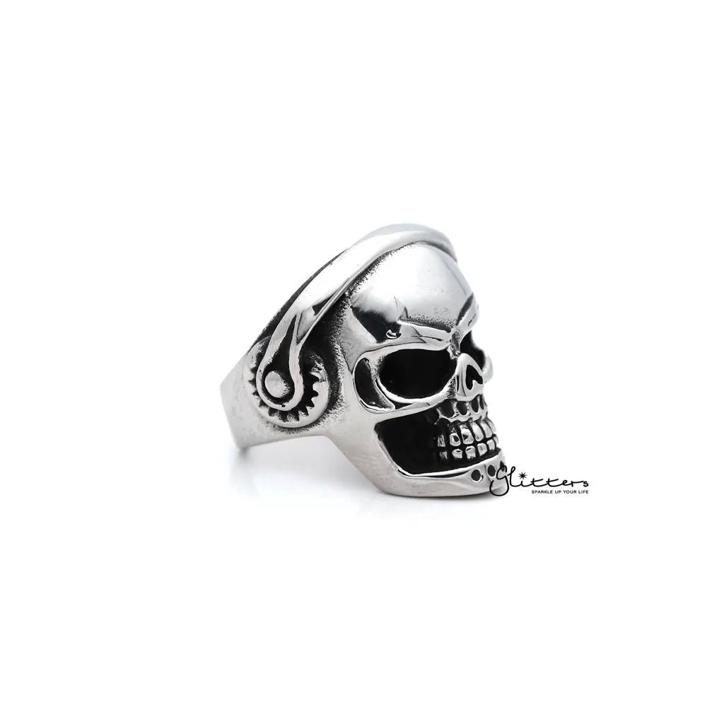 Men's Stainless Steel Skull Head with Headphone Casting Rings