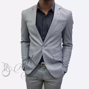 Men's Suit with Single Button |Grey