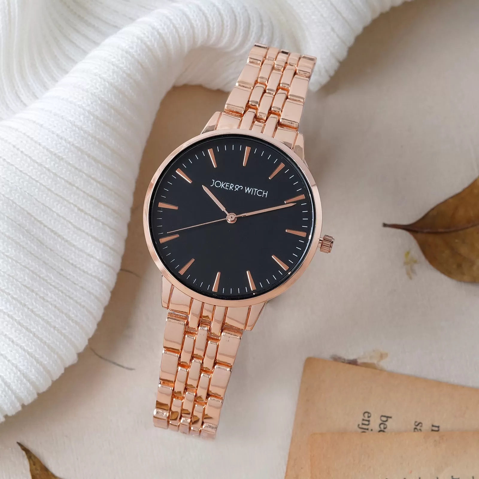 Mini Aimee Black Dial Rose Gold Watch