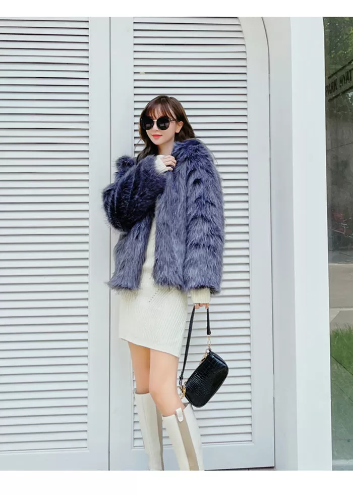 Monica Hooded Crop Faux Fur Coat