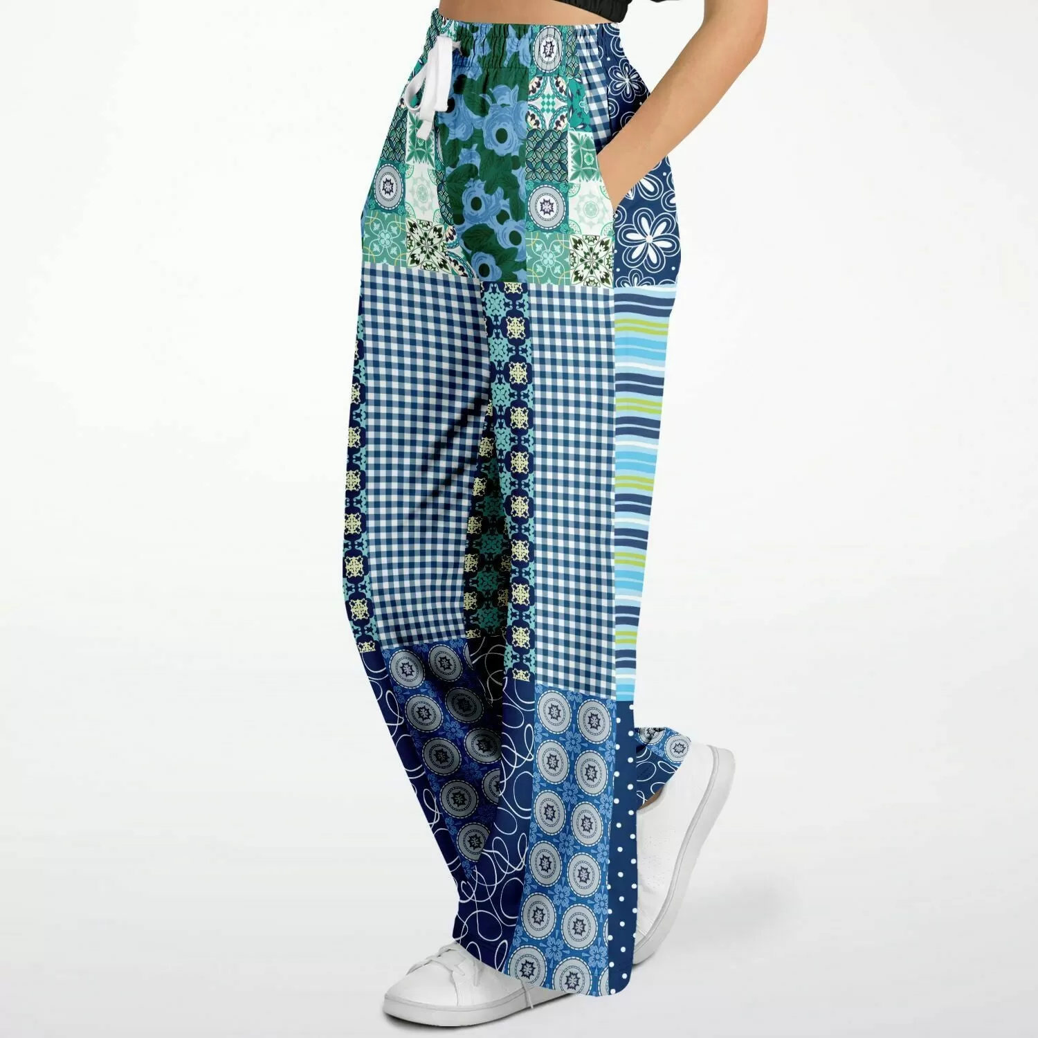 Mykonos Floral Patchwork Eco-Poly Stretchy Phat Bellbottoms