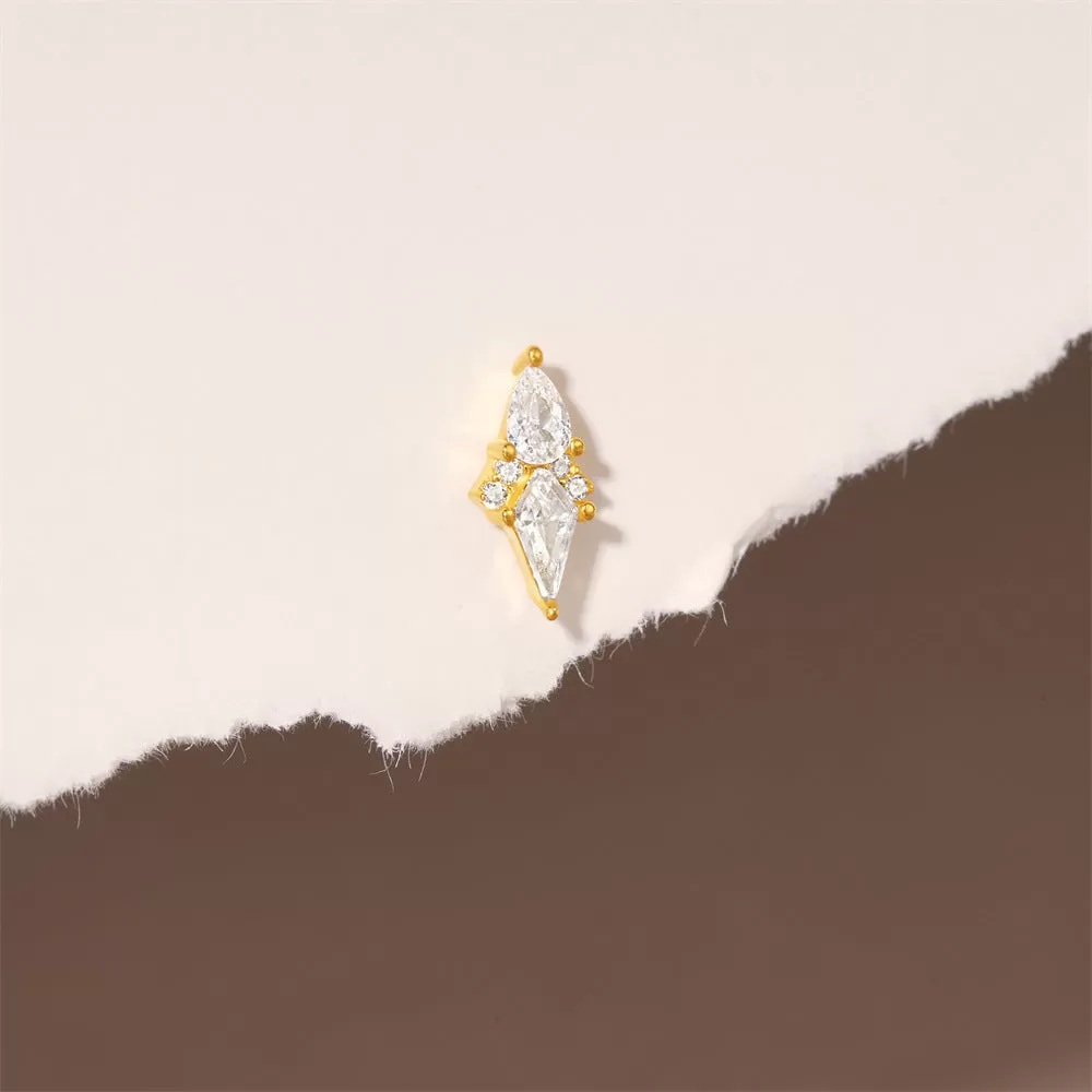 Pear Shape Zircon Perforated Flat Back Stud Earrings