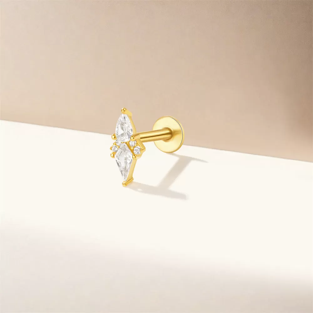 Pear Shape Zircon Perforated Flat Back Stud Earrings