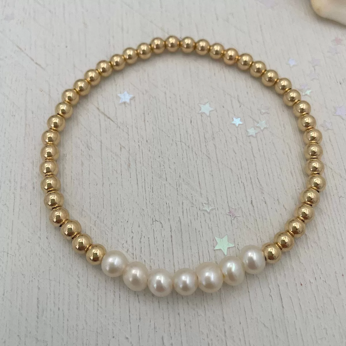 Pearl Strand Classic Bead Bracelet Gold Fill