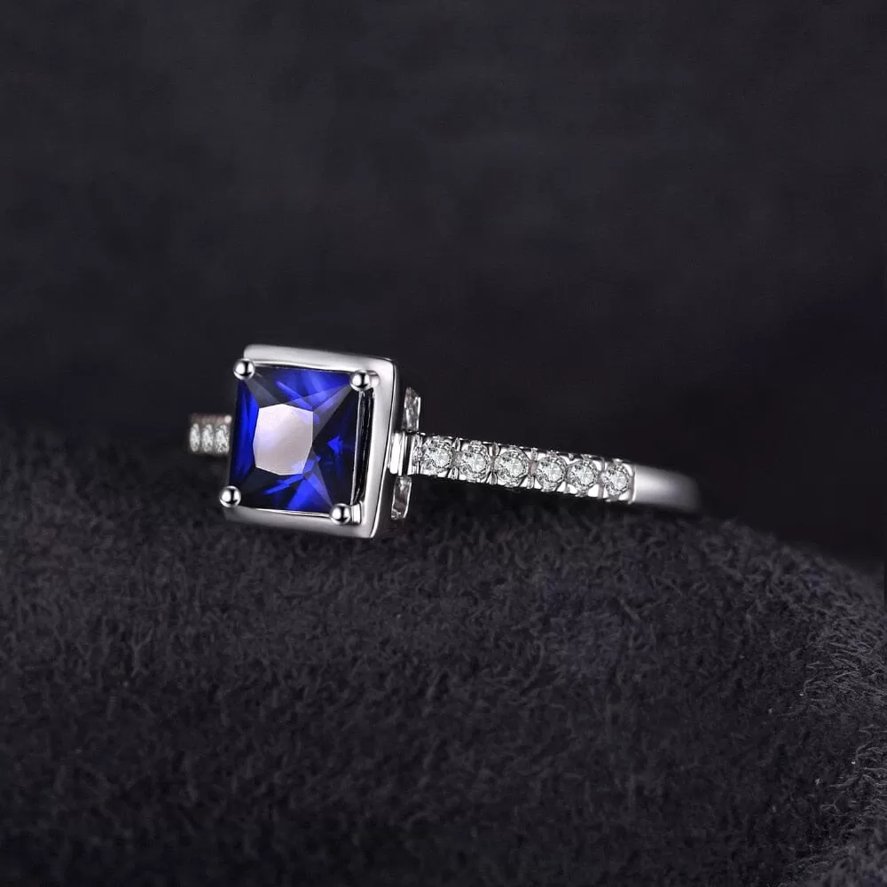 Perfect Square Sapphire 925 Sterling Silver Ring