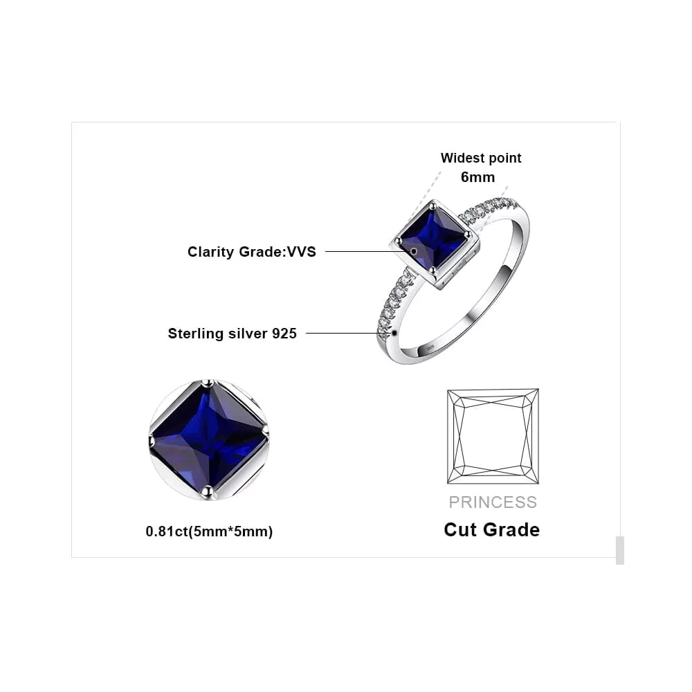 Perfect Square Sapphire 925 Sterling Silver Ring