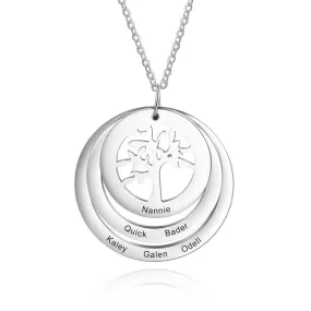 Personalized 6 Names Engraved Tree of Life Pendant