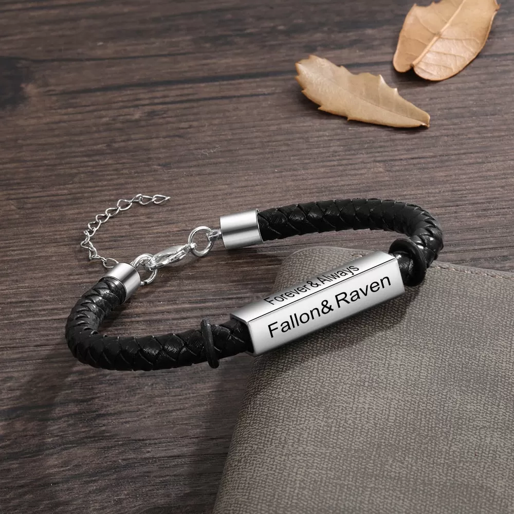 Personalized Engraving 4 Side Name Bar Bracelet