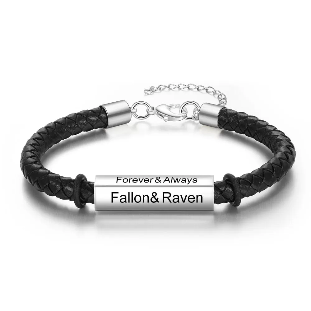 Personalized Engraving 4 Side Name Bar Bracelet