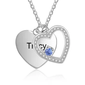 Personalized Engraving Zirconia Cordate Necklace