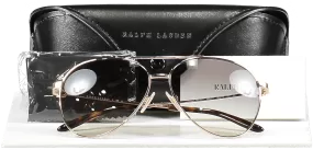 Ralph Lauren Metallic Stirrup Andie Pilot Sunglasses in case