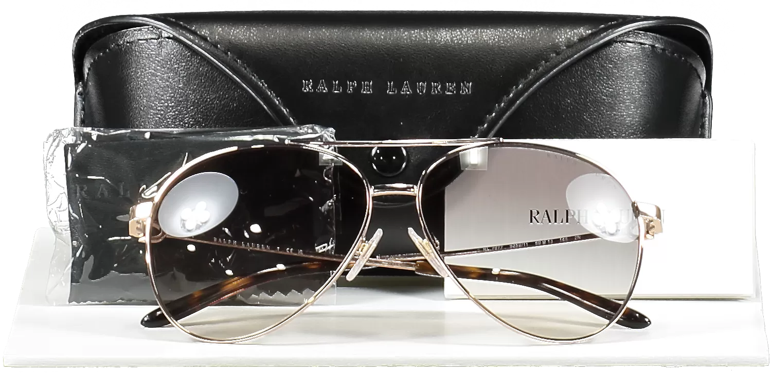 Ralph Lauren Metallic Stirrup Andie Pilot Sunglasses in case