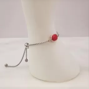 Red Coral Jeweled Slider Bracelet