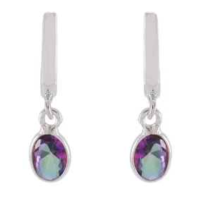 Riyo Exquisite 925 Sterling Silver Earring For Female Mystic Quartz Earring Bezel Setting Multi Earring Stud Earring