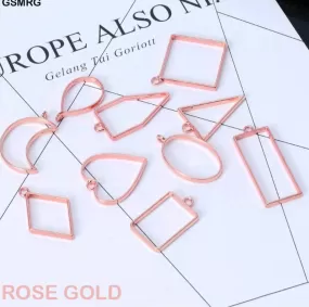 Rose Gold -Hollow open bezel charm Frames for making resin Pendants and Earrings. Set of 10 pieces!