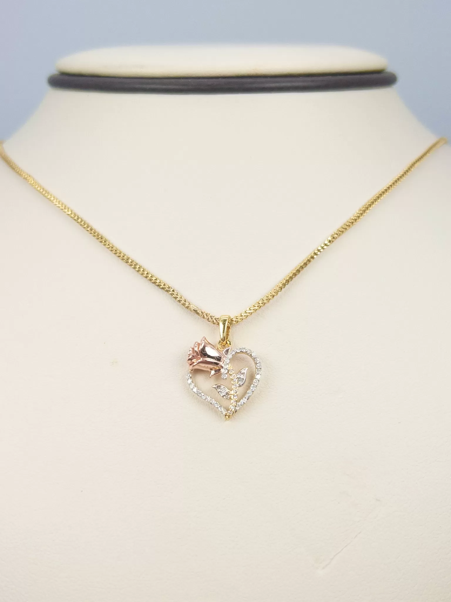 Rose Heart Diamond Charm