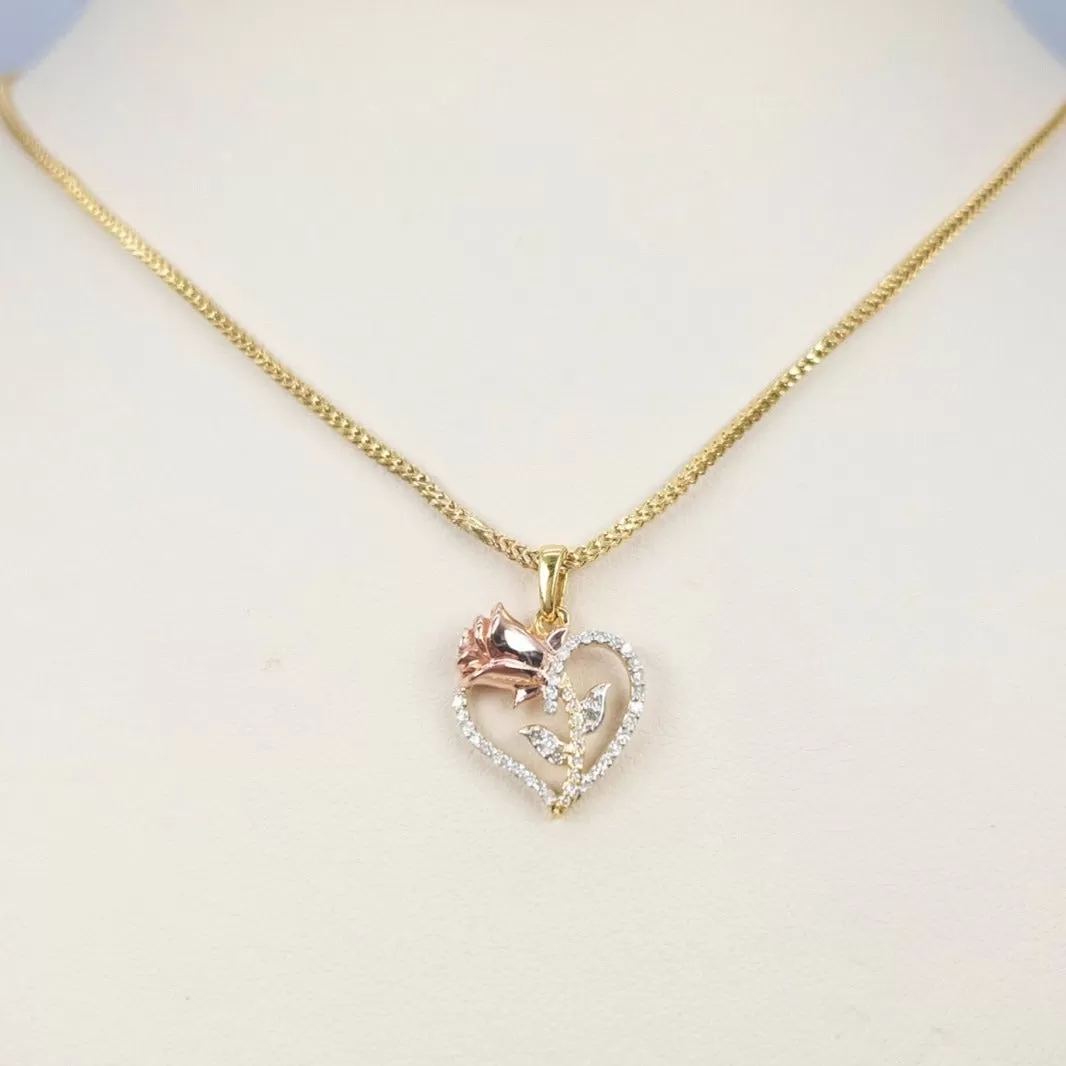 Rose Heart Diamond Charm