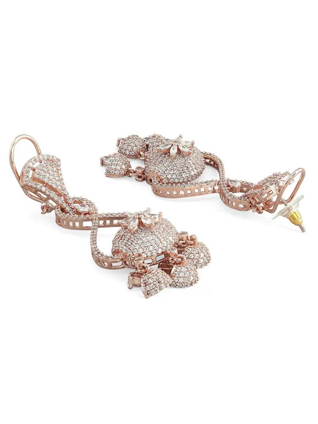 Rubans Rose Gold-Plated White Ad Drop Earrings