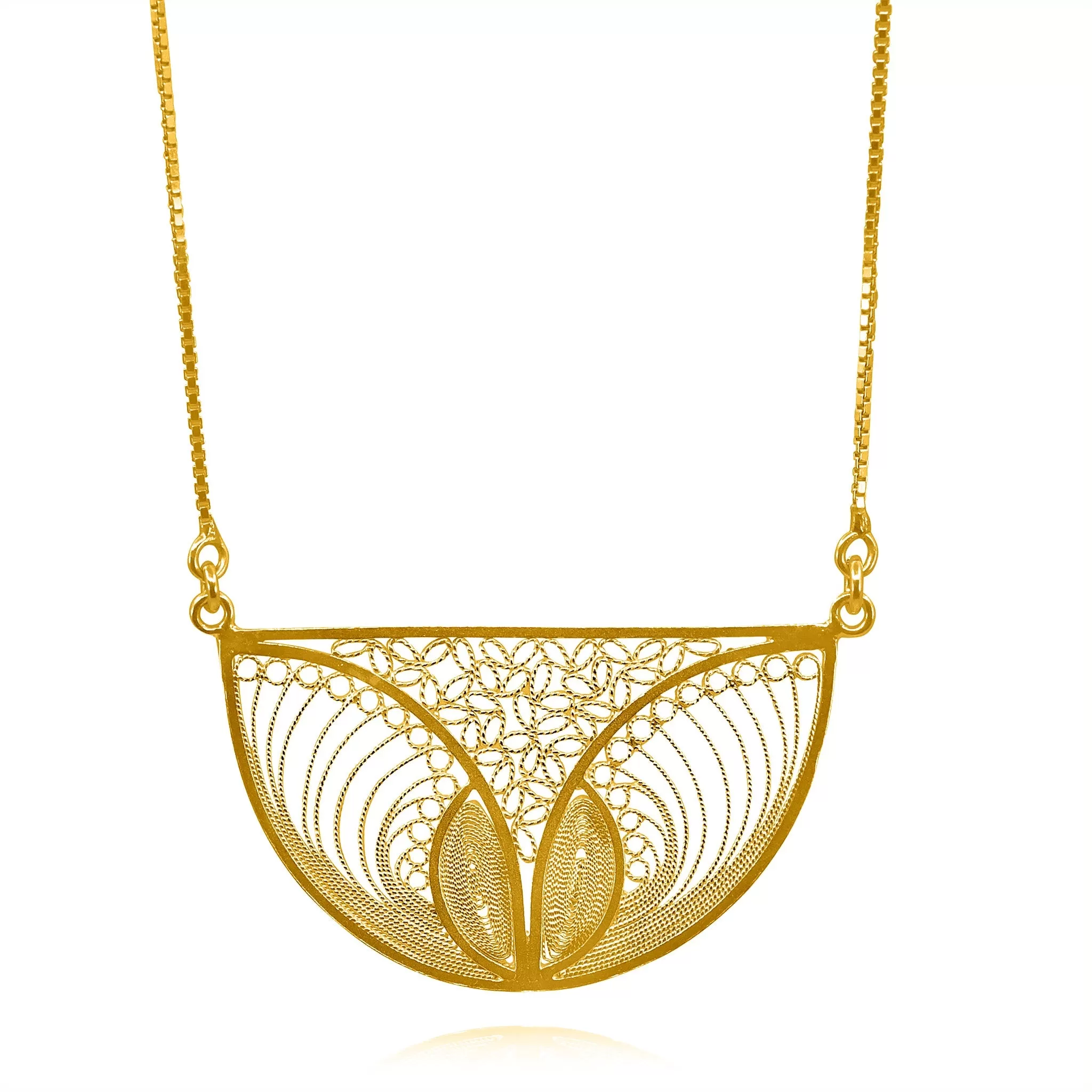 SERENITY GOLD LONG ADJUSTABLE NECKLACE FILIGREE