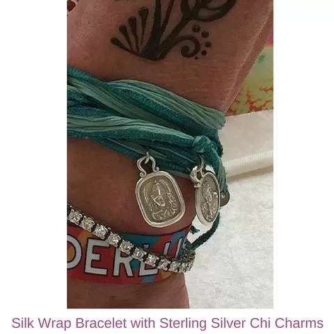 Silk Wrap Bracelet with Sterling Silver Chi Charm