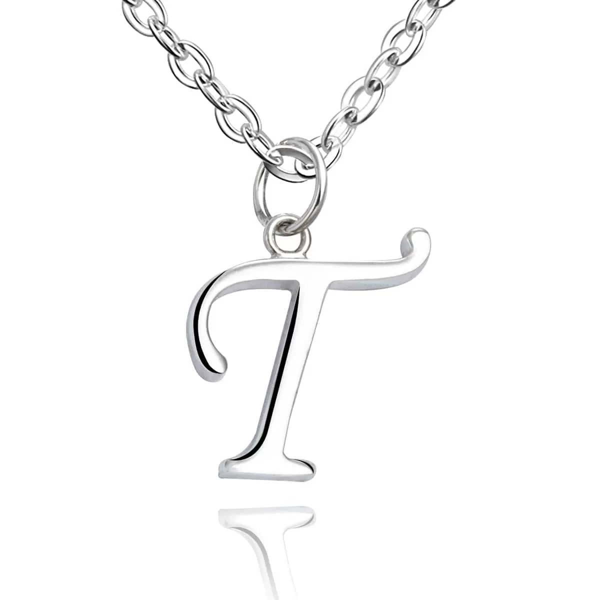 Simple Initial Necklaces Sterling Silver, 16-18