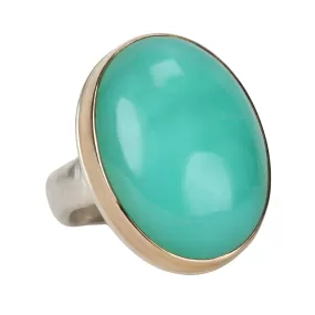 Smooth Cabochon Oval Chrysophrase Ring