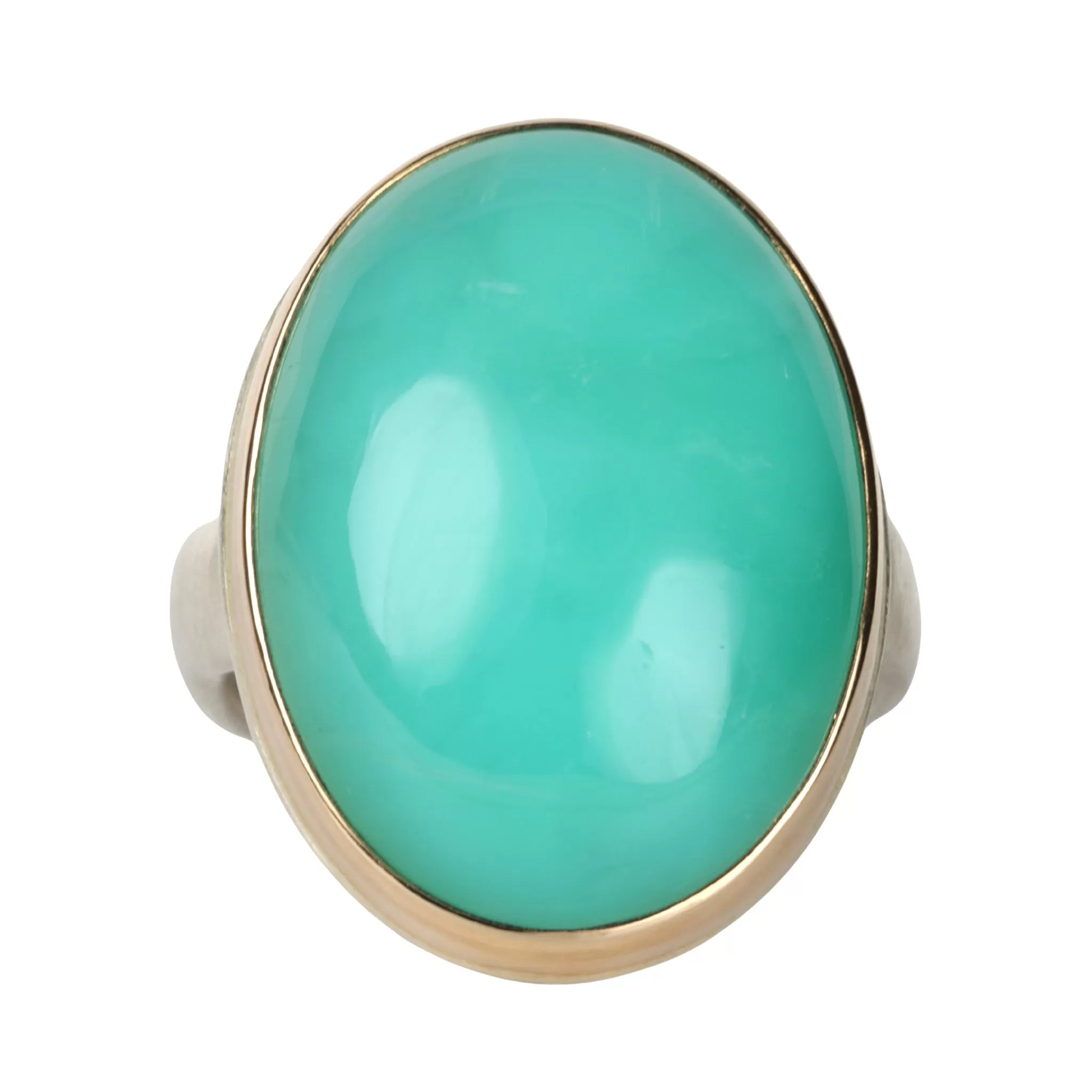 Smooth Cabochon Oval Chrysophrase Ring