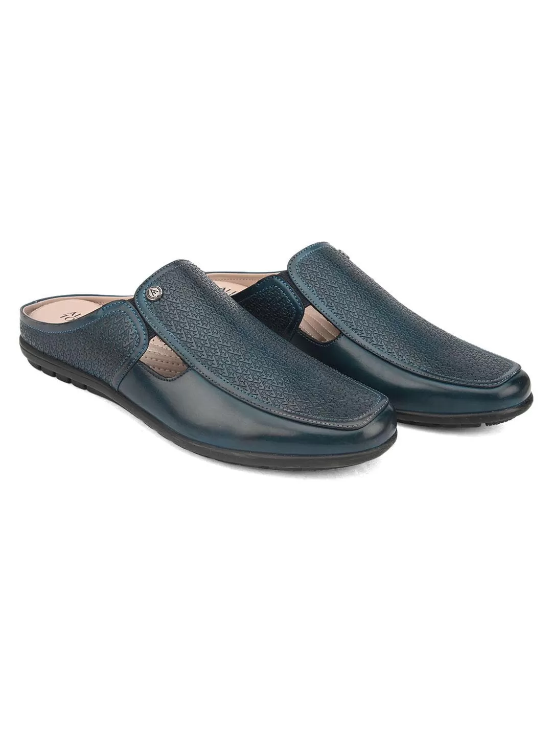 Solid Blue Ethnic mules for men