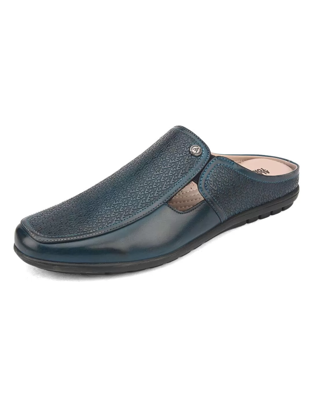 Solid Blue Ethnic mules for men