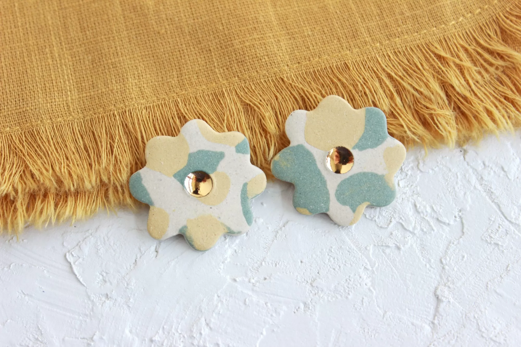 Terrazzo Flower Statement Stud Earrings