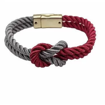 The Original Love Knot Satin Rope Bracelet- Wine and Grey