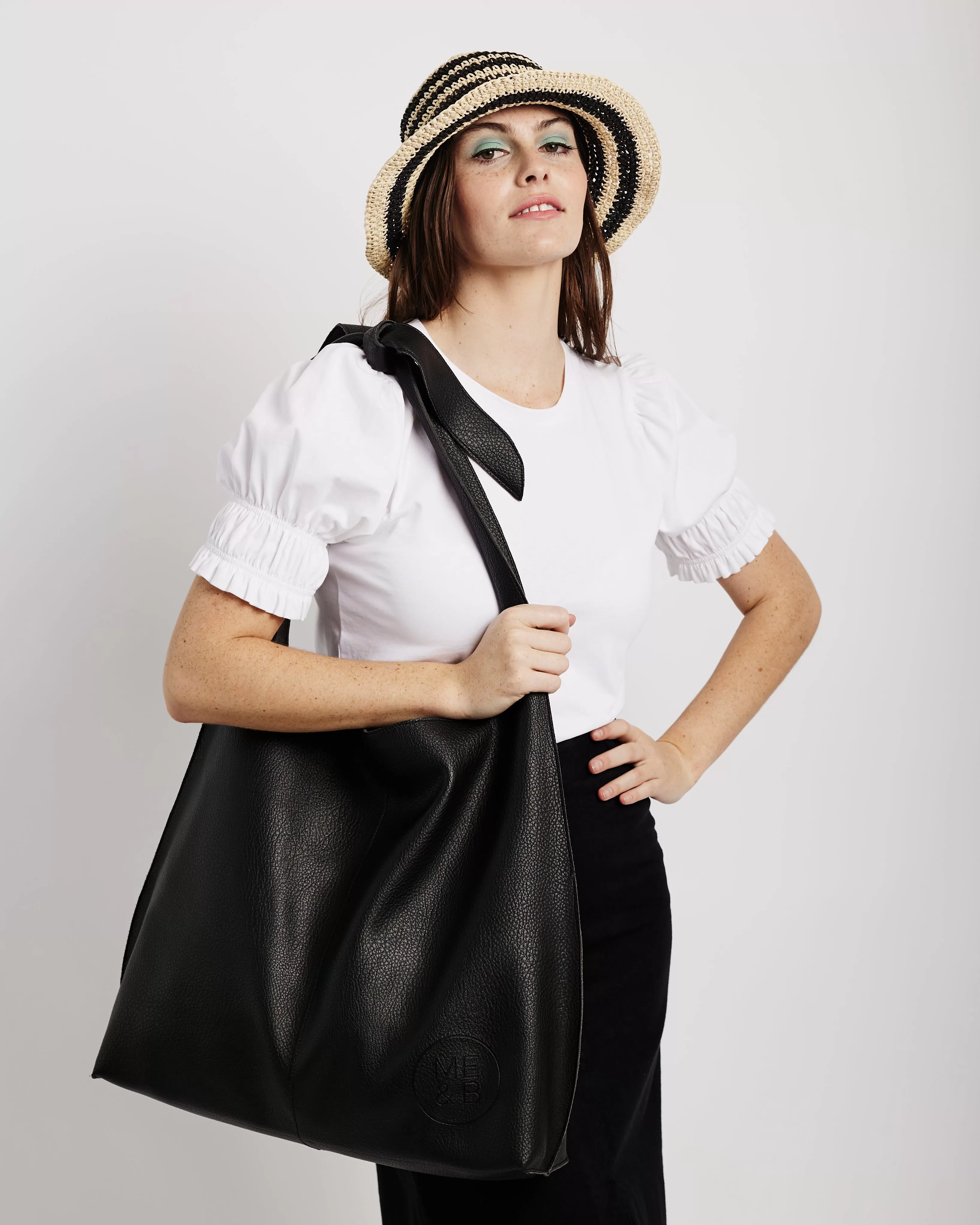 The Tie Shoulder Tote Bag Black