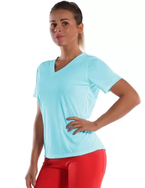 V-Neck Short Sleeve Athletic Shirts blue_yogastudio