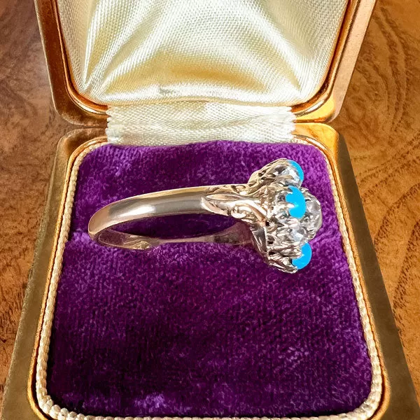 Victorian Old Mine Diamond & Turquoise Ring