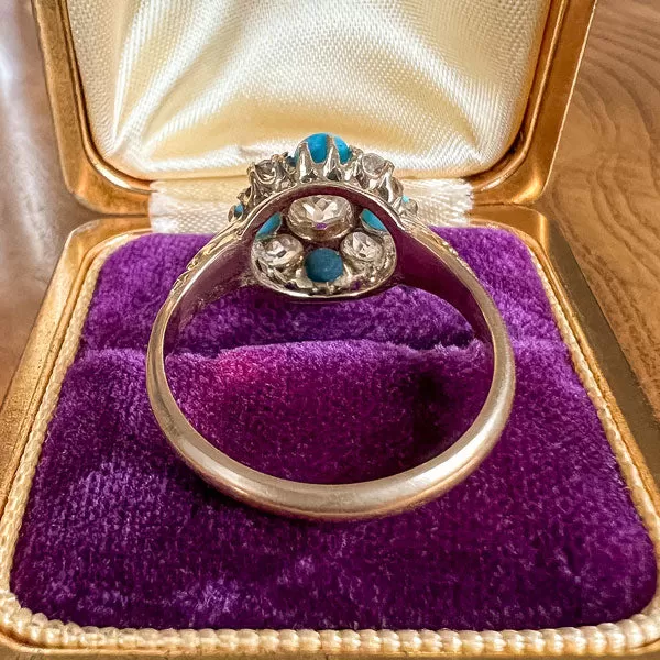 Victorian Old Mine Diamond & Turquoise Ring