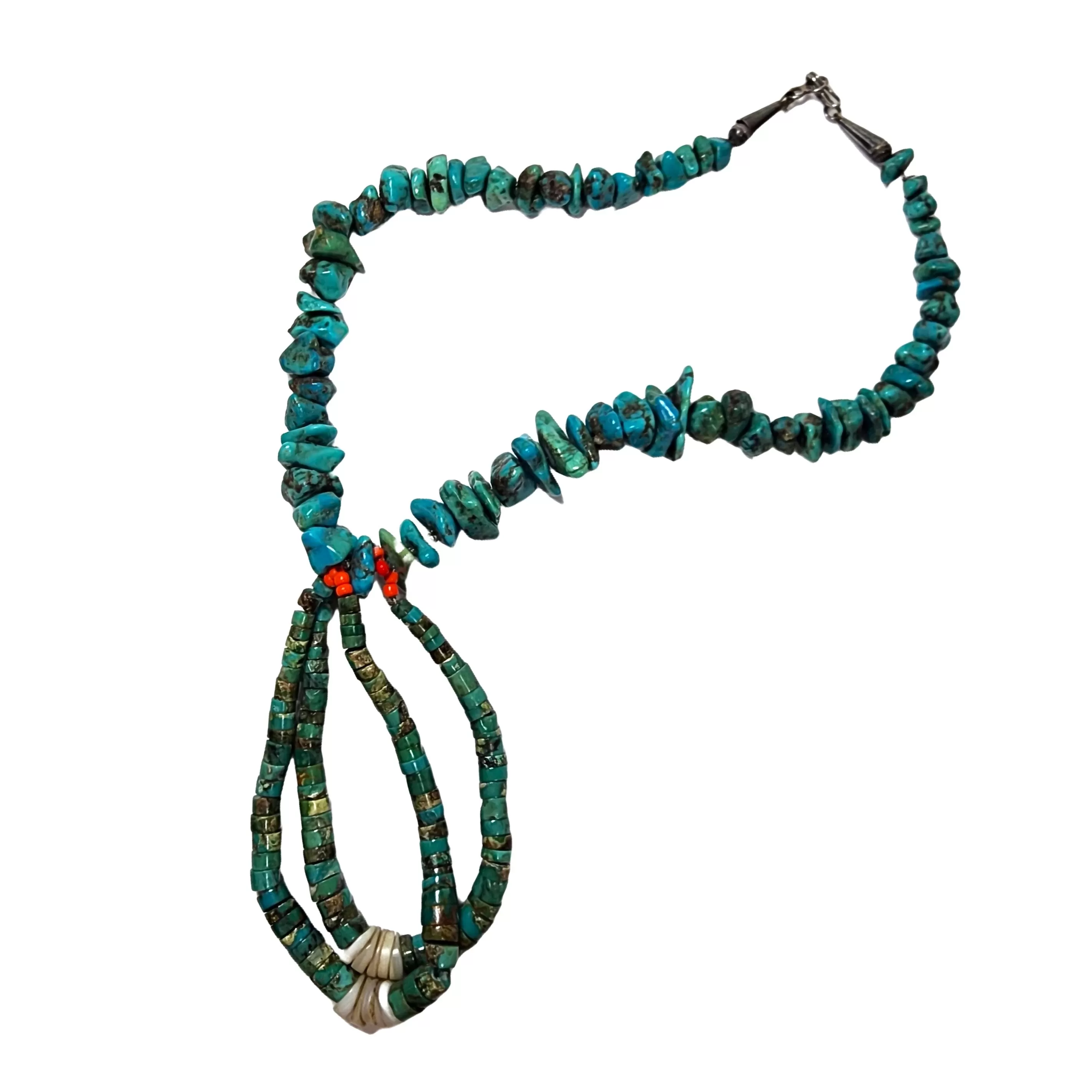 Vintage Turquoise & Jacla Necklace - 19.5 Long