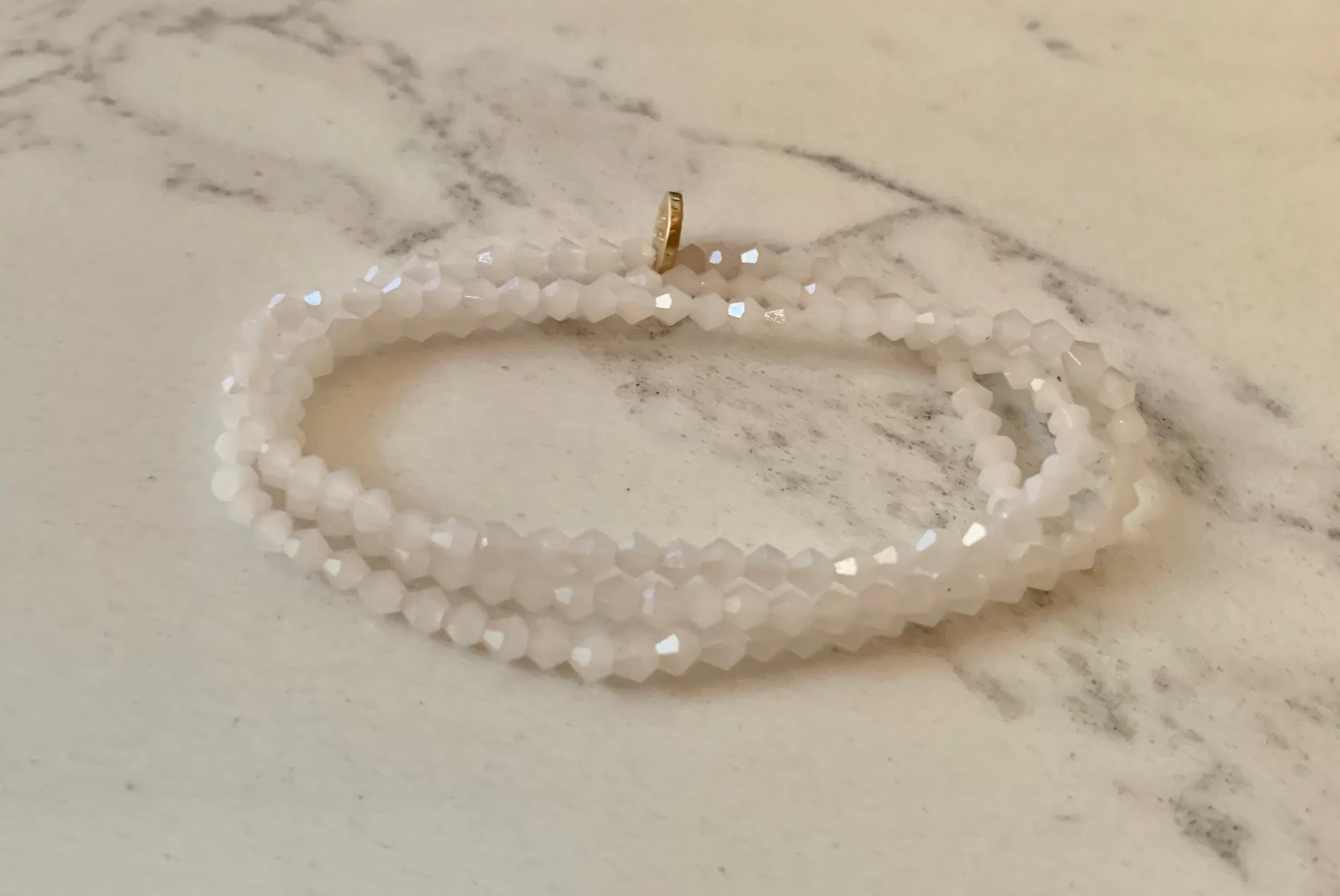 White Wrap Beaded Stretch Bracelet