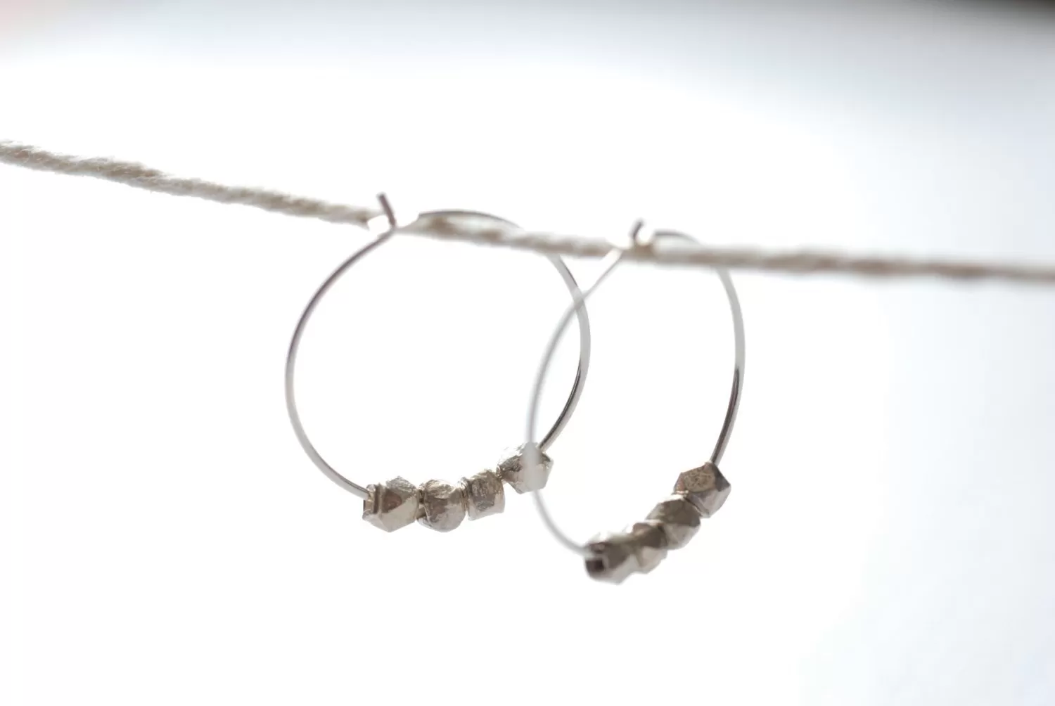 Wholesale Sterling Silver Nugget Hoop Earrings, 925 Sterling Silver hoop earrings, Minimalist earrings, Everyday Earrings